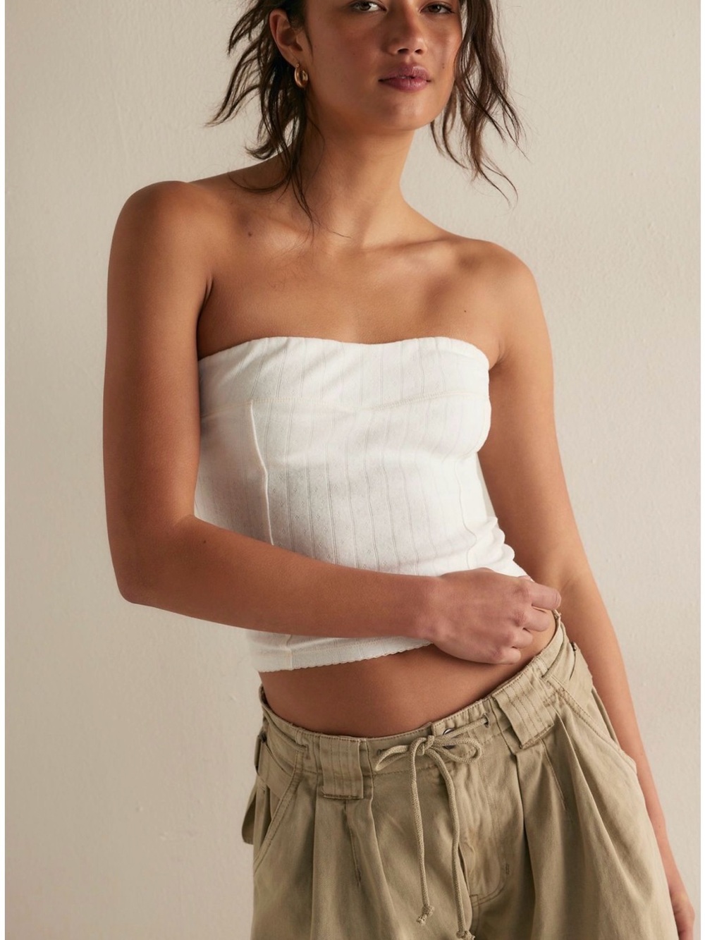Free People Intimately End Game Pointelle Tube Top in Sugar Swizzle size S NWT!